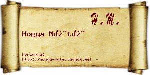 Hogya Máté névjegykártya